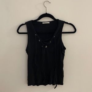 Black fluted crop top